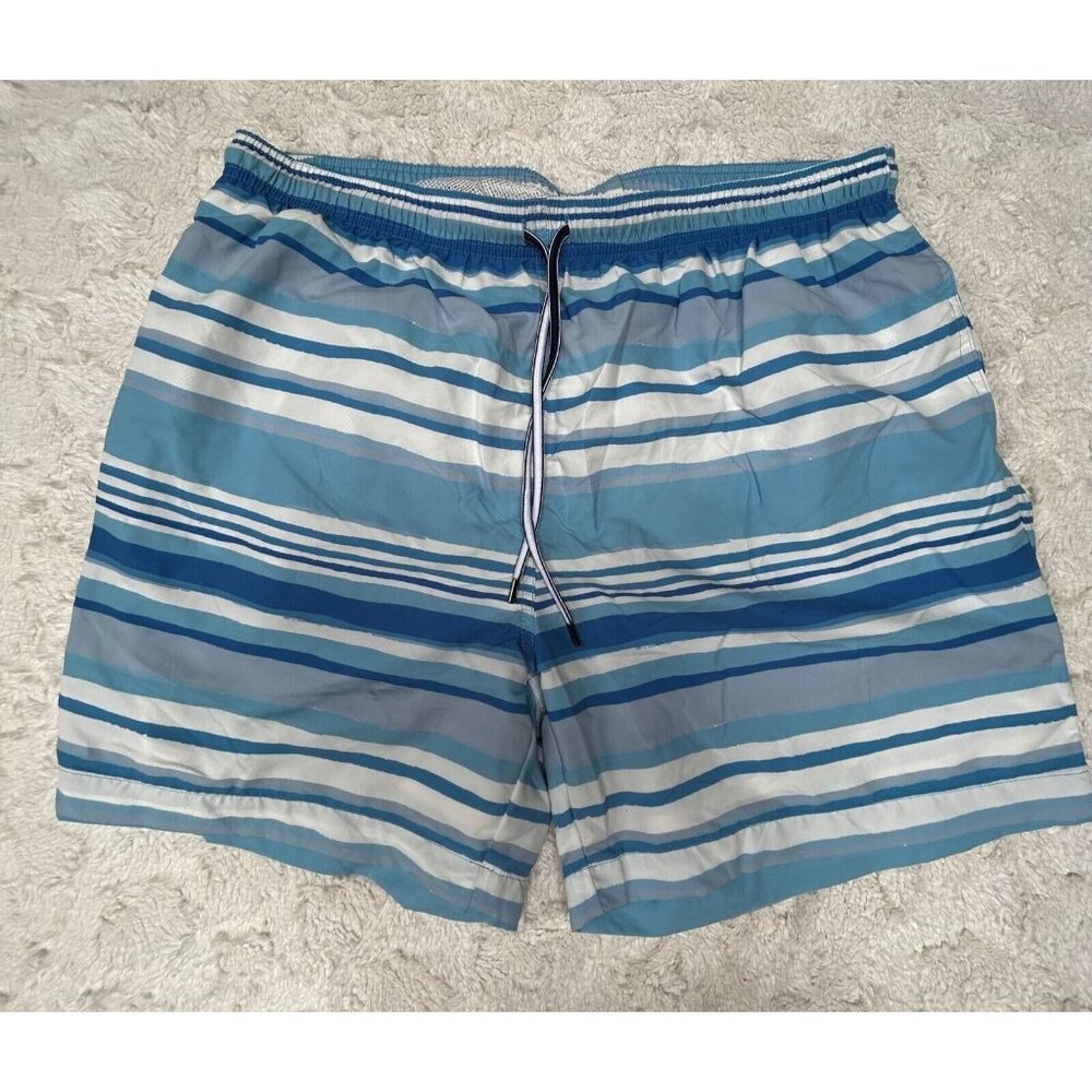 J.McLaughlin Cotton Blend Striped Drawstring Stretch Board Shorts Size XL New